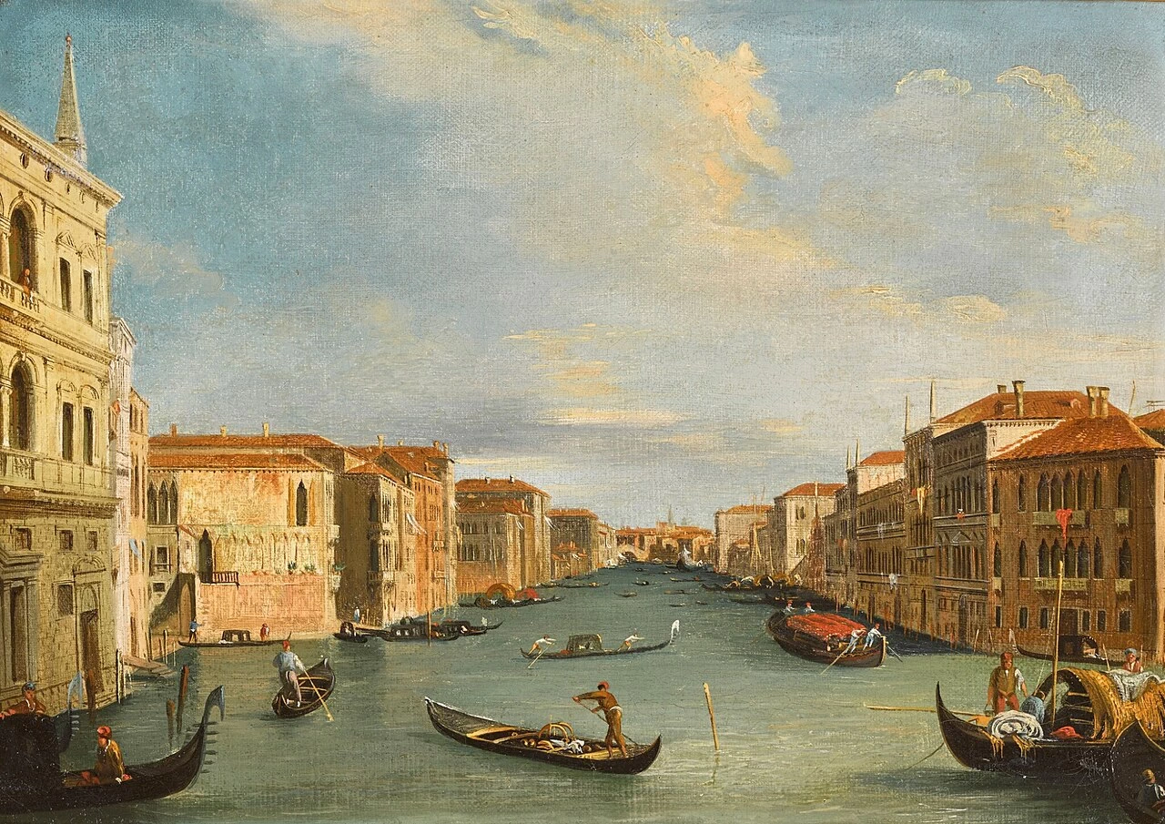 Venezia, il Canal Grande da Palazzo Balbi verso Rialto